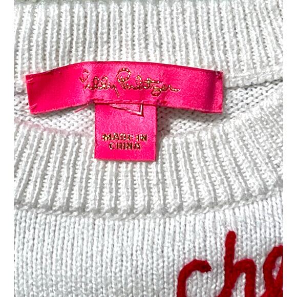 Lilly Pulitzer “Cheers to the Weekend” Navy Stripe Sweater Nautical Sz M - Picture 4 of 6